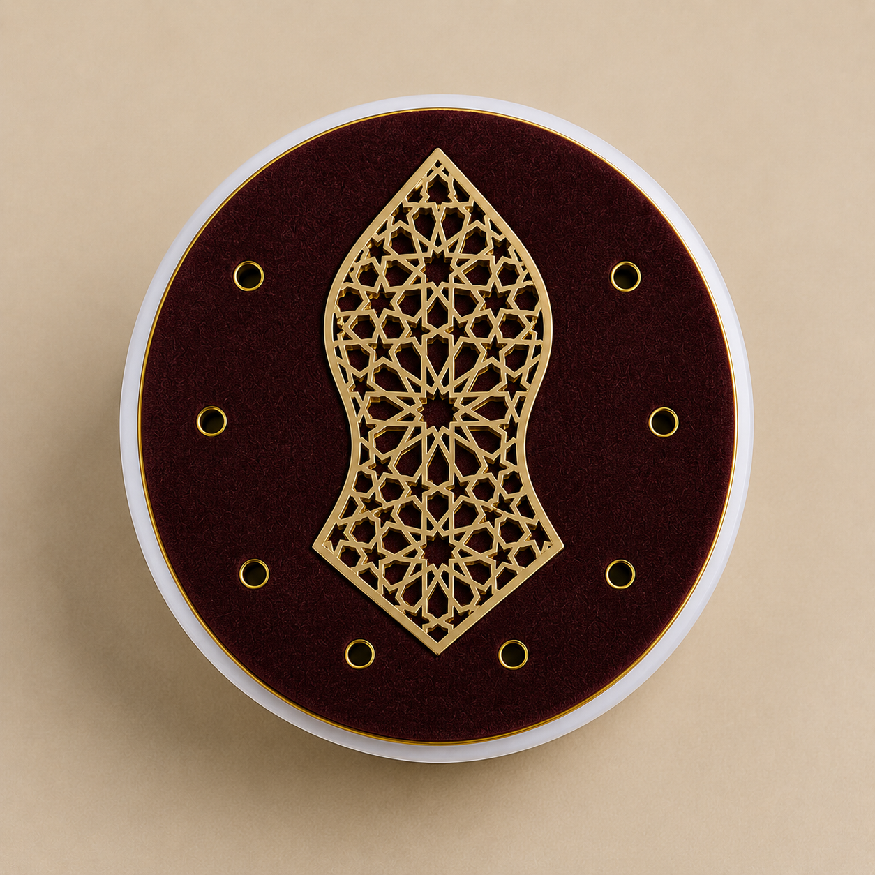 Peer Saqib Shami Premium Velvet Topi – Maroon & White - Image 4